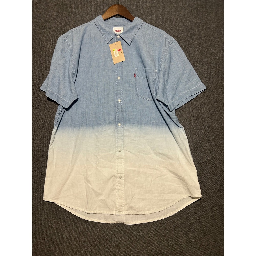 Levis denim button shirt short sleeve size XL casual mens cotton colorblock